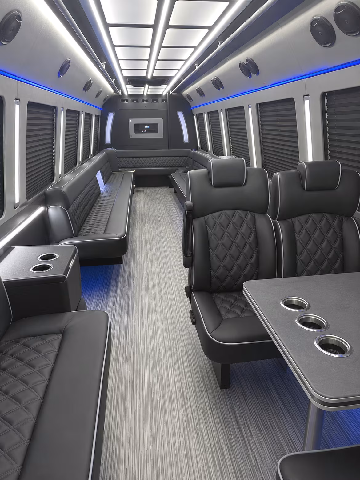 garland 25 passenger party bus inside