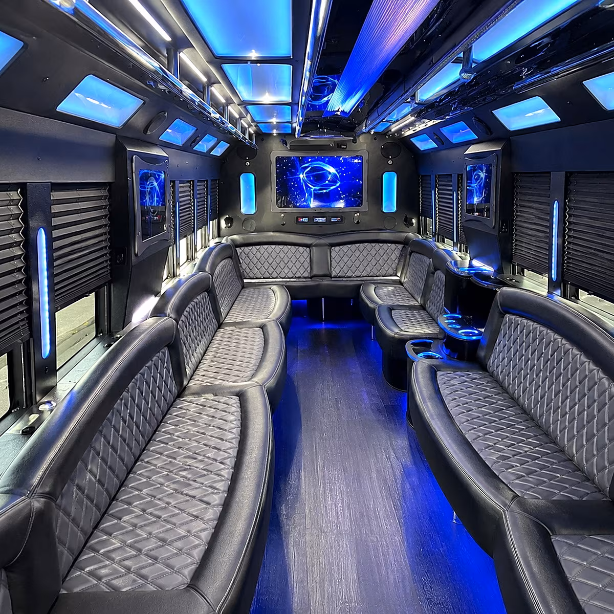 garland 50 passenger party bus interior